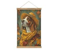 Jubonexis Kit de peinture sur toile avec cadre en bois pour accrocher une écharpe et un chapeau en forme de chien Jaune