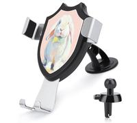 Jubonexis Lapin avec un nœud papillon en soie vert pâle Support de téléphone de voiture Triangle Clip Base Air Vent Support de téléphone portable Accessoires automobiles pour smartphones de 4 à 6
