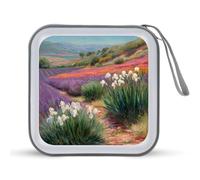 Jubonexis Lavender Fields Étui de rangement portable pour CD, DVD pour voiture, maison, voyage