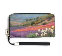 Jubonexis Lavender Fields Portefeuille long en cuir synthétique à deux volets, porte-monnaie, carte de crédit, porte-cartes et argent pour homme et femme
