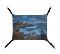 Jubonexis Lighthouse on The Rocky Coastline Hamac respirant pour animal domestique avec sangles réglables réversible