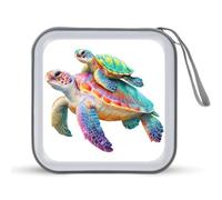 Jubonexis Little Turtle Riding on The Back Étui de rangement portable pour CD DVD Motif tortue de mer Pour voiture, maison, voyage