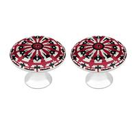 Jubonexis Lot de 2 boutons de tiroir ronds avec vis à motif géométrique indigène - Décoration pour armoire, placard, maison, bureau, cuisine
