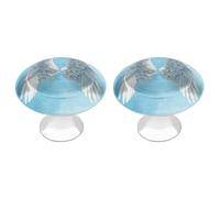 Jubonexis Lot de 2 boutons de tiroir ronds avec vis en forme d'ailes d'ange blanches sur bleu pâle - Décoration pour armoire, maison, bureau, cuisine