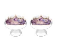 Jubonexis Lot de 2 boutons de tiroir ronds avec vis en forme de couronne de princesse violet et doré métallique - Décoration pour armoire, maison, bureau, cuisine