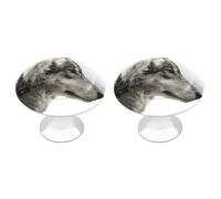 Jubonexis Lot de 2 boutons de tiroir ronds avec vis en forme de tête de loup, forêt enneigée, décoration pour armoire, maison, bureau, cuisine