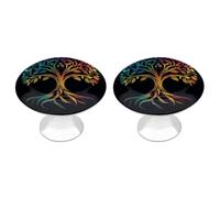 Jubonexis Lot de 2 boutons de tiroir ronds avec vis, motif arbre de vie, espoir pour l'avenir, armoire, maison, bureau, cuisine
