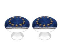 Jubonexis Lot de 2 boutons de tiroir ronds avec vis, motif drapeau de l'Union européenne