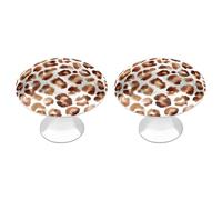 Jubonexis Lot de 2 boutons de tiroir ronds avec vis, motif léopard aquarelle, pois bruns, décoration pour armoire, maison, bureau, cuisine