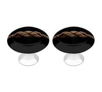 Jubonexis Lot de 2 boutons de tiroir ronds en corde marron avec vis, poignées de tiroir de commode, décoration pour armoire, maison, bureau, cuisine