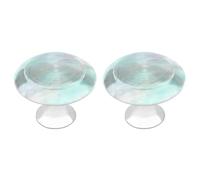 Jubonexis Lot de 2 boutons de tiroir ronds en marbre bleu olive pastel avec vis, poignées de tiroir de commode, décoration pour armoire, maison, bureau, cuisine