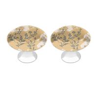 Jubonexis Lot de 2 boutons de tiroir ronds traditionnels à texture lin avec vis, motif floral traditionnel pour armoire, bureau, cuisine