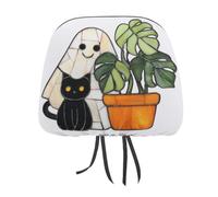 Jubonexis Lot de 2 housses d'appui-tête de voiture imprimées avec motif fantôme mignon en pot, motif plan Monstera imprimé, housse élastique et confortable pour appuie-tête de voiture pour homme et