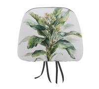 Jubonexis Lot de 2 housses d'appui-tête de voiture imprimées avec plantes tropicales, feuilles et fleurs, élastique et confortable, pour homme et femme, universelle, s'adapte à la plupart des voitures