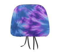 Jubonexis Lot de 2 housses élastiques et confortables pour appuie-tête de voiture imprimées avec texture bleue et violette pour homme et femme, compatible avec la plupart des voitures, camionnettes