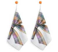 Jubonexis Lot de 2 petites serviettes de toilette absorbantes et douces avec boucle de suspension pour cuisine et salle de bain Motif à carreaux