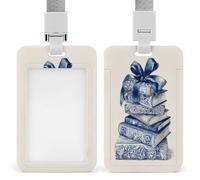 Jubonexis Lot de 2 porte-badges rétractables avec motif damassé bleu et blanc - Porte-carte de protection pour le travail, le bureau, les médecins, les infirmières