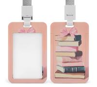 Jubonexis Lot de livres avec nœuds roses - Porte-badge rétractable à clip - Porte-carte - Protection de carte - Pour le travail, le bureau, les médecins, les infirmières