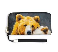 Jubonexis Lovable Couple Ours Portefeuille Long Portefeuille à deux volets en cuir PU Portefeuille porte-monnaie carte carte stockage argent durable pour homme et femme