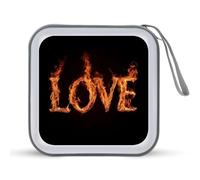 Jubonexis Love Written in Flames Étui de rangement pour CD DVD portable pour voiture, maison, voyage