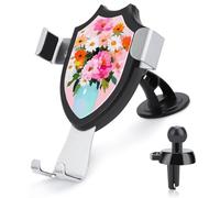 Jubonexis Lush Bouquet de pivoines rose pâle Support de téléphone de voiture Triangle Clip Base Air Vent Support de téléphone portable Accessoires automobiles pour smartphones portables de 4 à 6