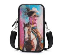Jubonexis Magnifique sac à bandoulière pour téléphone portable ou smartphone avec sangle réglable Motif cowgirl cheval