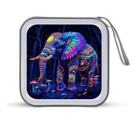 Jubonexis Majestic Elephant Étui de rangement pour CD DVD Motif champignons psychédéliques