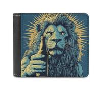 Jubonexis Majestic Lion tenant une bouteille de bière Portefeuille en cuir PU souple à deux volets, porte-monnaie, carte de crédit, porte-cartes durable pour homme et femme