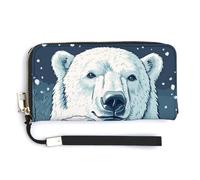 Jubonexis Majestic Ours polaire tenant une tasse de bière en cuir PU long portefeuille à deux volets, porte-monnaie, carte de crédit, porte-cartes, stockage d'argent pour homme et femme