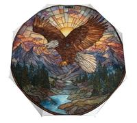 Jubonexis Majestic - Parapluie pliable à 3 plis - Aigle chauve au-dessus des sommets des montagnes - Parapluie de voyage résistant et léger pour le soleil et la pluie