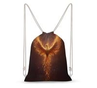 Jubonexis Majestic Phoenix Rising from Darkness Sac à dos léger en toile avec cordon de serrage pour homme et femme