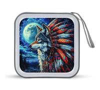 Jubonexis Majestic Wolf Étui de rangement portable pour CD DVD
