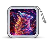 Jubonexis Majestic Wolf Étui de rangement portable pour CD DVD Motif yeux lumineux