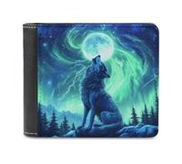 Jubonexis Majestic Wolf Howl Portefeuille à deux volets en cuir synthétique souple pour pièces de monnaie, carte de crédit, porte-cartes fin pour homme et femme