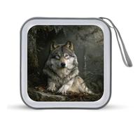 Jubonexis Majestic Wolf in The Forest Étui de rangement pour CD DVD portable pour voiture, maison, voyage