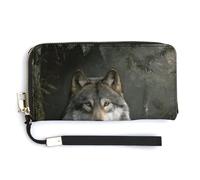 Jubonexis Majestic Wolf in the Forest Portefeuille long en cuir synthétique à deux volets, porte-monnaie, carte de crédit, porte-cartes et argent pour homme et femme