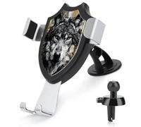 Jubonexis Majestic Wolf Support de téléphone de voiture avec base triangulaire pour grille d'aération Noir et doré Pour smartphones de 4 à 6 pouces