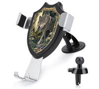 Jubonexis Majestic Wolf Wildflowers Support de téléphone de voiture avec base triangulaire à clip pour grille d'aération Accessoires automobiles pour smartphones de 4 à 6 pouces