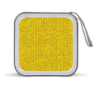 Jubonexis Mallette de rangement portable en maille tricotée jaune pour CD, DVD, voiture, maison, voyage
