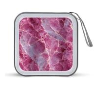 Jubonexis Mallette de rangement portable en marbre rose magenta doux pour CD, DVD, voiture, maison, voyage