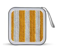 Jubonexis Mallette de rangement portable en tissu tricoté à rayures jaune/blanc pour CD, DVD, voiture, maison, voyage