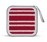 Jubonexis Mallette de rangement portable en tissu tricoté à rayures pour CD, DVD, voiture, maison, voyage