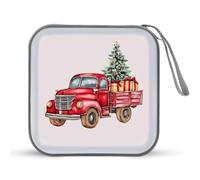 Jubonexis Mallette de rangement portable pour CD, DVD et camion de Noël rouge pour voiture, maison, voyage