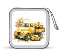 Jubonexis Mallette de rangement portable pour CD DVD et voiture Motif camion jaune avec tournesols