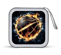 Jubonexis Mallette de rangement portable pour CD DVD - Motif basketball en flammes - Pour voiture, maison, voyage