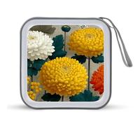 Jubonexis Mallette de rangement portable pour CD DVD ou voiture Motif chrysanthème jaune