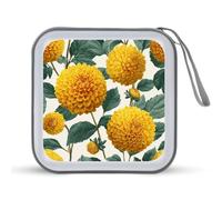 Jubonexis Mallette de rangement portable pour CD DVD ou voiture Motif dahlia Jaune