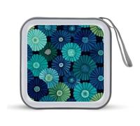 Jubonexis Mallette de rangement portable pour CD, DVD - Vert et bleu - Forme circulaire - Pour voiture, maison, voyage