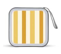 Jubonexis Mallette de rangement portable pour CD DVD vintage Motif rayures verticales Jaune/crème