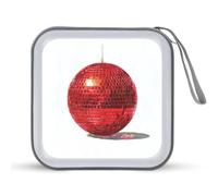 Jubonexis Mallette de rangement portable pour CD et DVD Motif boule disco Rouge